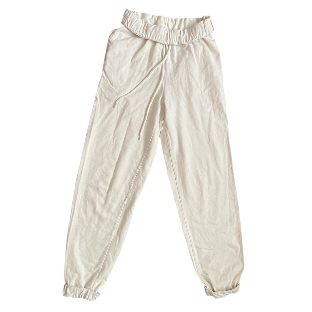As You Cotton Pull-on Fold Over Joggers Ivory women’s 6 Small Neutral comfort
